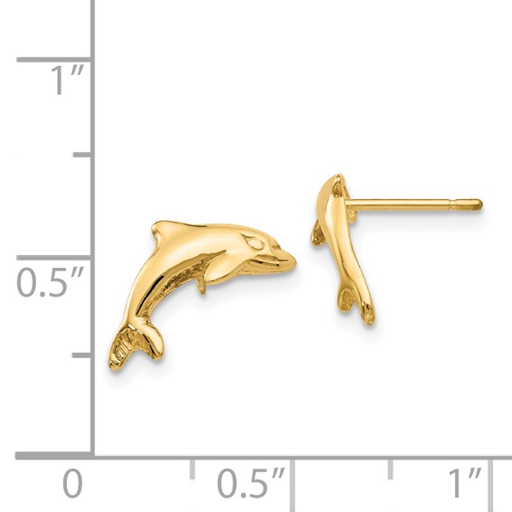 Gold Dolphin Post Earrings