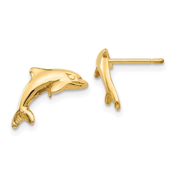 Gold Dolphin Post Earrings
