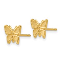 14K Yellow Gold Polished Butterfly Post Earrings view 2