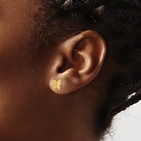 14K Yellow Gold Polished Butterfly Post Earrings view 3