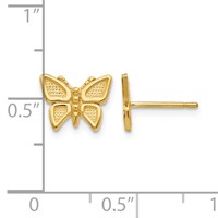 14K Yellow Gold Polished Butterfly Post Earrings view 4