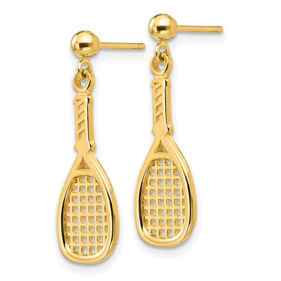 14k Polished Racquet Dangle Post Earrings