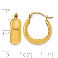 14K Yellow Gold 7x19mm Polished Hoop Earrings view 4