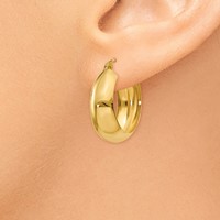14K Yellow Gold 7x 21mm Polished Hoop Earrings view 3