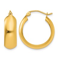 14K Yellow Gold 7x 21mm Polished Hoop Earrings view 1
