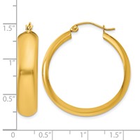 14K Yellow Gold 7x 33mm Polished Hoop Earrings view 4
