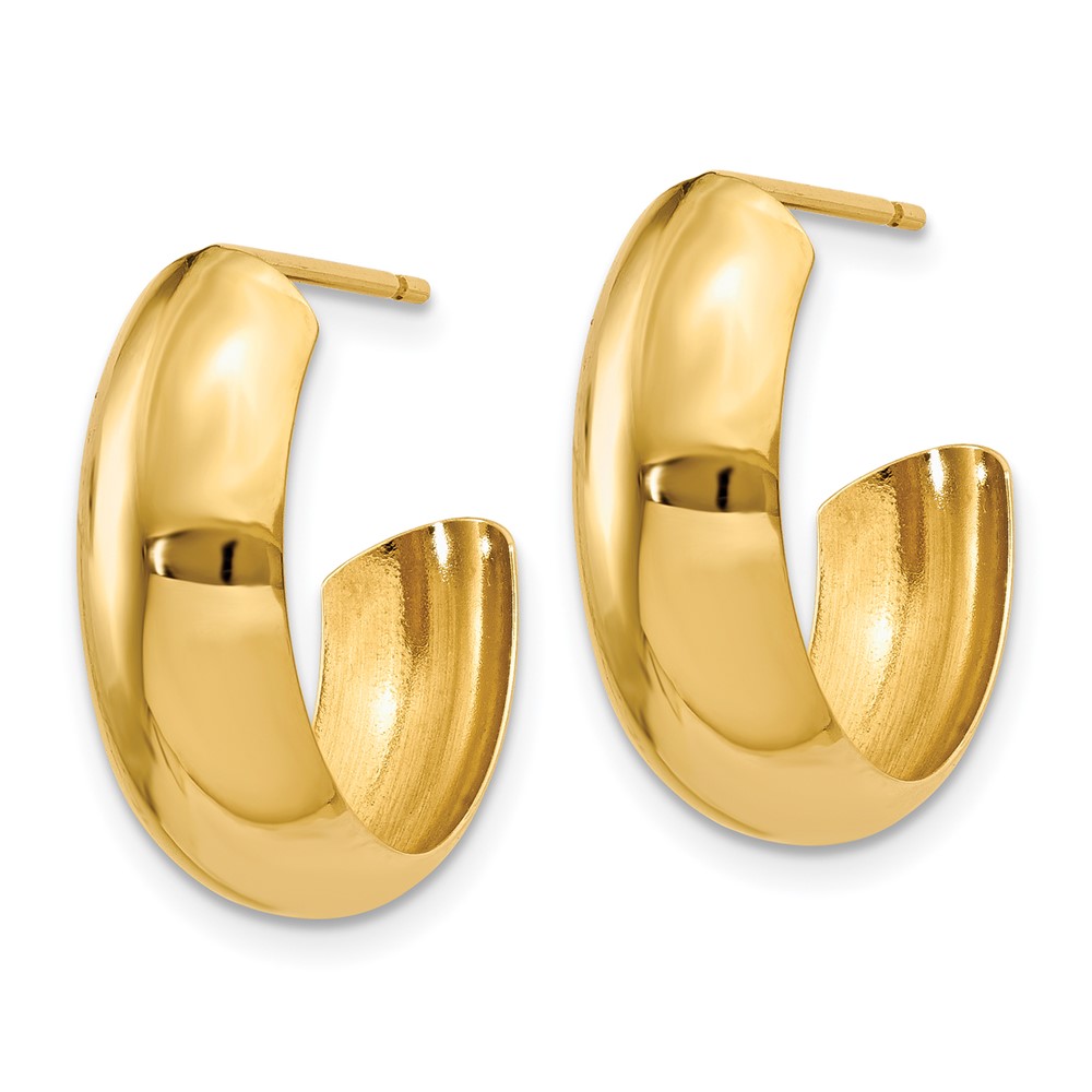 14k Polished 6.5mm J-Hoop Earrings (S1186)