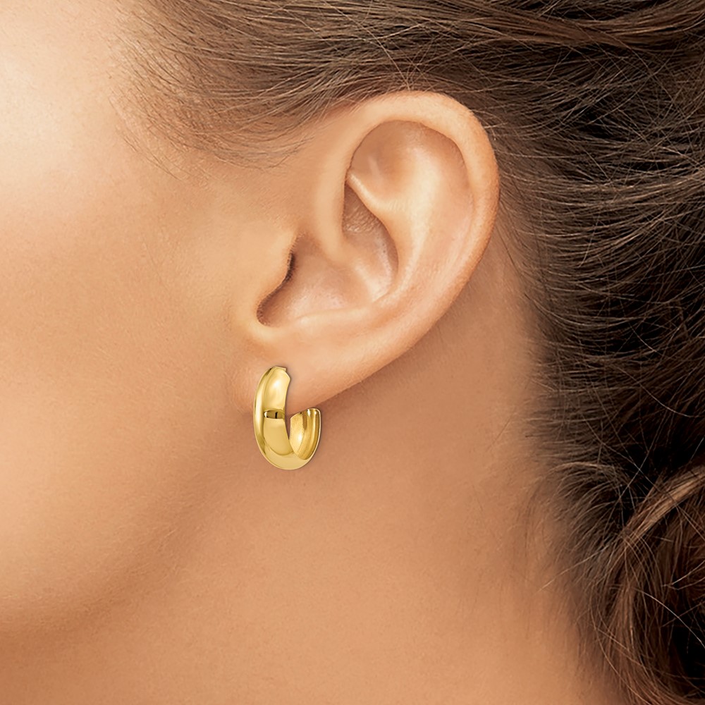 14k Polished 6.5mm J-Hoop Earrings (S1186)