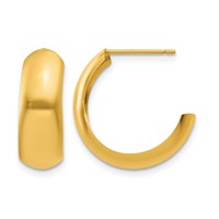 14K Yellow Gold 6.5x 24mm Polished J-Hoop Post Earrings view 1