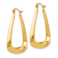 14K Yellow Gold Fancy Hoop Earrings view 2