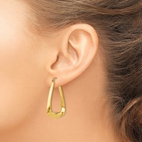 14K Yellow Gold Fancy Hoop Earrings view 3