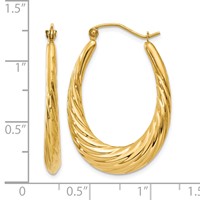 14K Polished Twisted Oval Hollow Hoop Earrings view 4