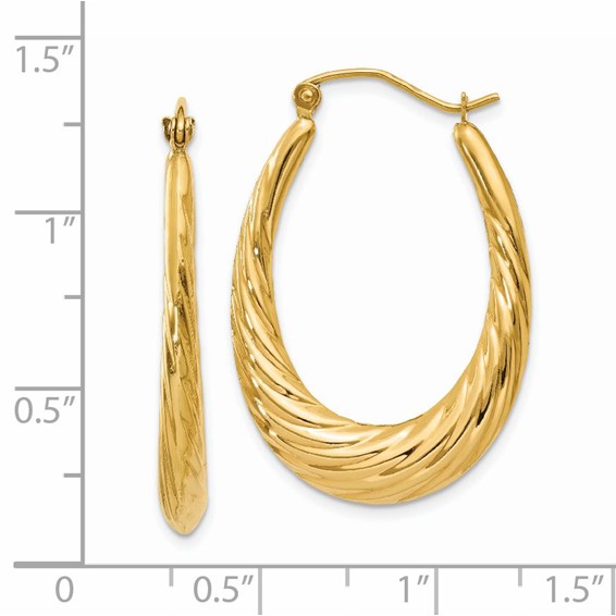 Gold Twisted Oval Hoop Earrings