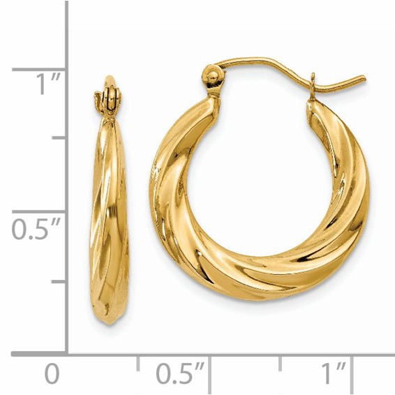 14k Polished Twisted Hollow Hoop Earrings