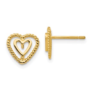 Gold Heart Post Earrings