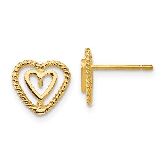 Gold Heart Post Earrings
