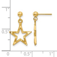 14K Yellow Gold Polished Diamond-Cut Open Star Dangle Post Earrings view 4