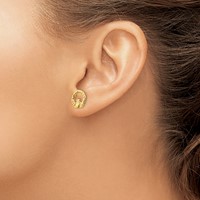 14K Yellow Gold Claddagh Post Earrings view 3