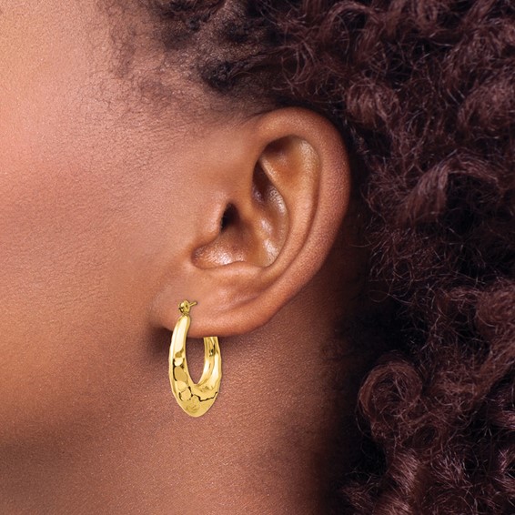 Gold Hammered Hoop Earrings