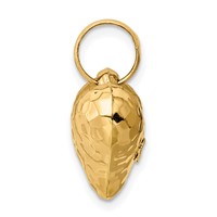 14K Yellow Gold Polished and Hammered 3-D Puffed Heart Pendant view 2