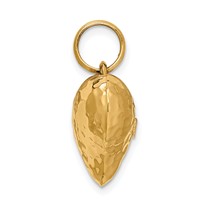 14K Yellow Gold Polished and Hammered 3-D Puffed Heart Pendant view 2