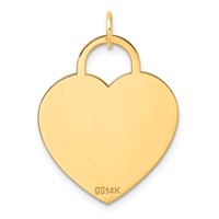 14K Yellow Gold Polished Engravable 23mm Heart Disc Pendant view 3