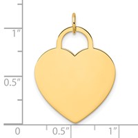 14K Yellow Gold Polished Engravable 23mm Heart Disc Pendant view 4