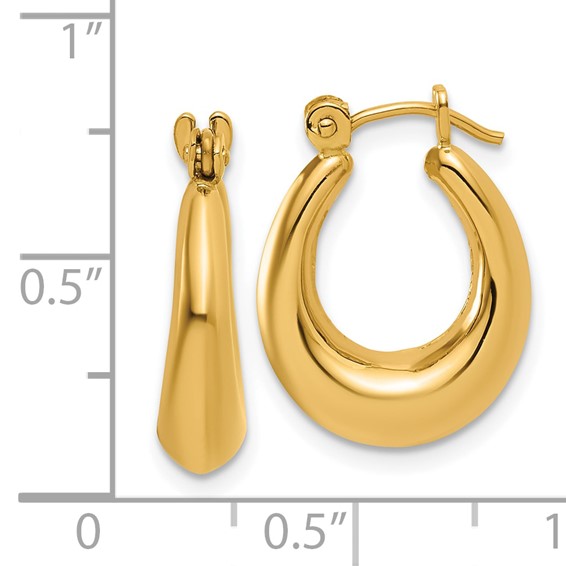 14k Polished Oval Hollow Hoop Earrings