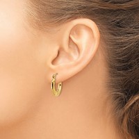 14K Polished Patterned Hoop Earrings view 3