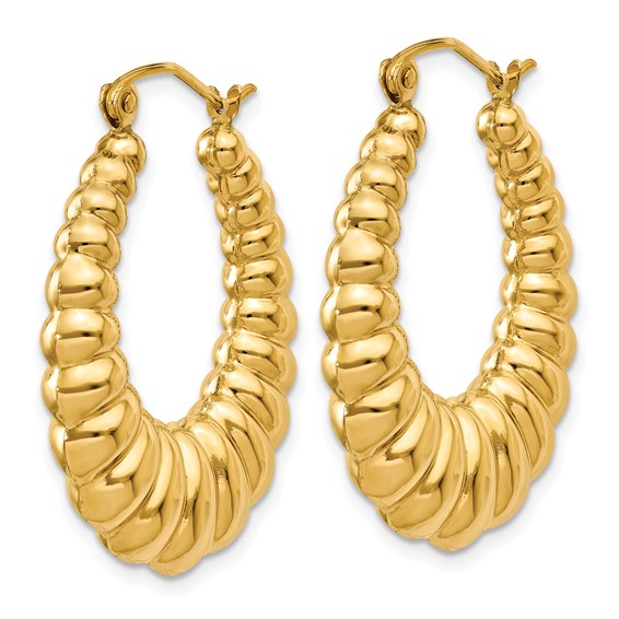 Gold twisted Oval Hoop Earrings