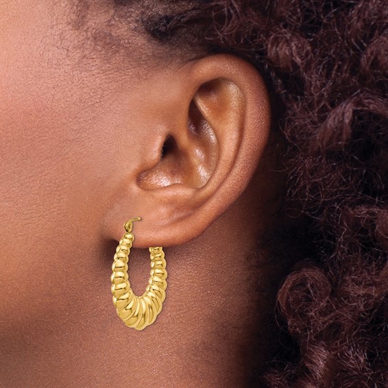 Gold twisted Oval Hoop Earrings