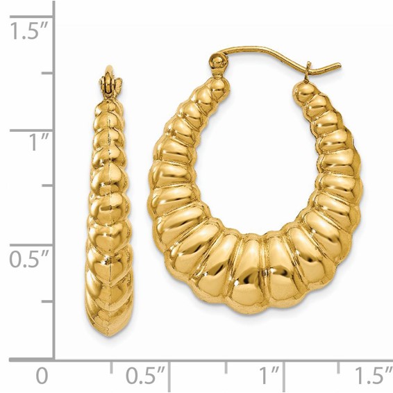 Gold twisted Oval Hoop Earrings