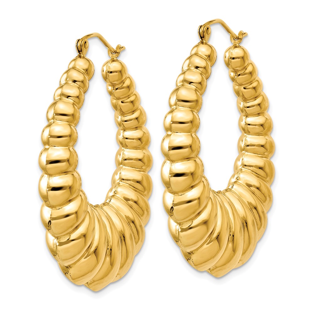 14k Polished Scalloped Hoop Earrings (S1503)