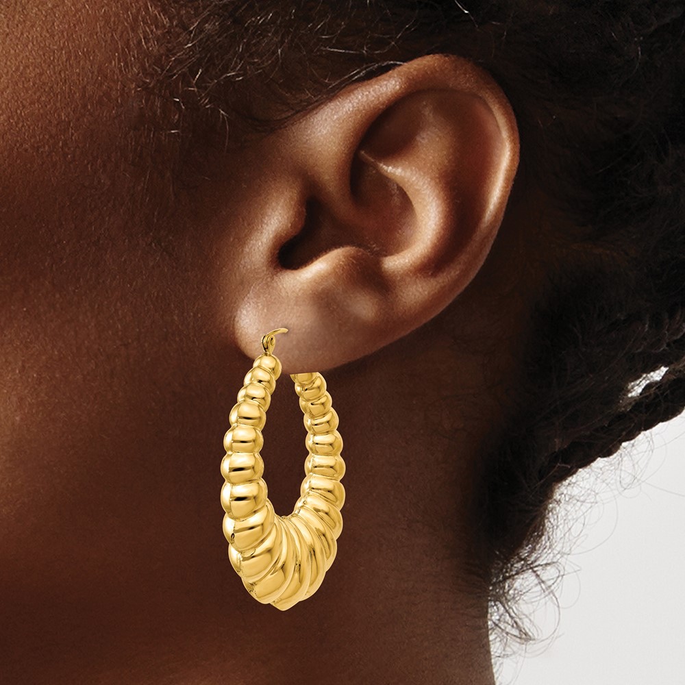 14k Polished Scalloped Hoop Earrings (S1503)