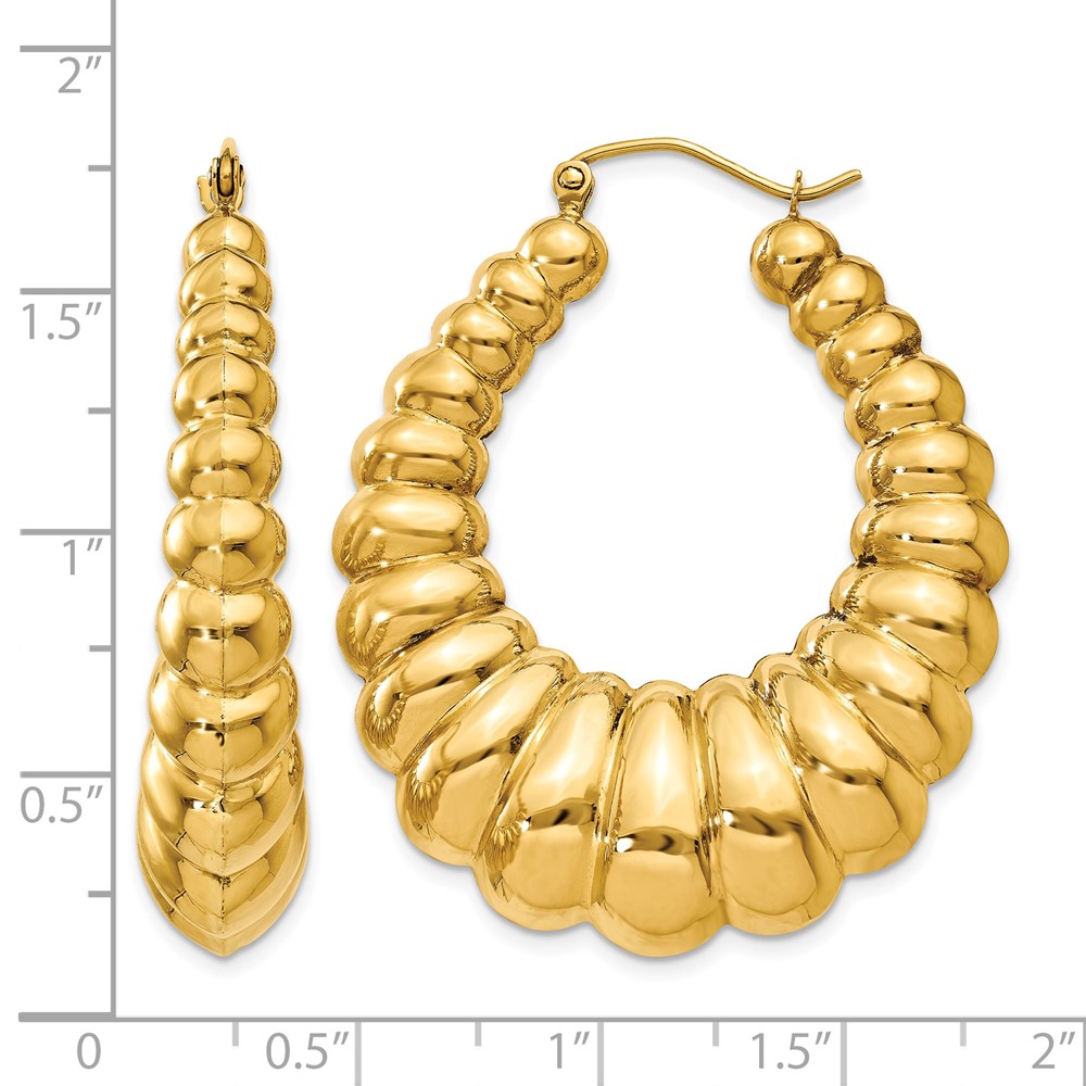 14k Polished Scalloped Hoop Earrings (S1503)