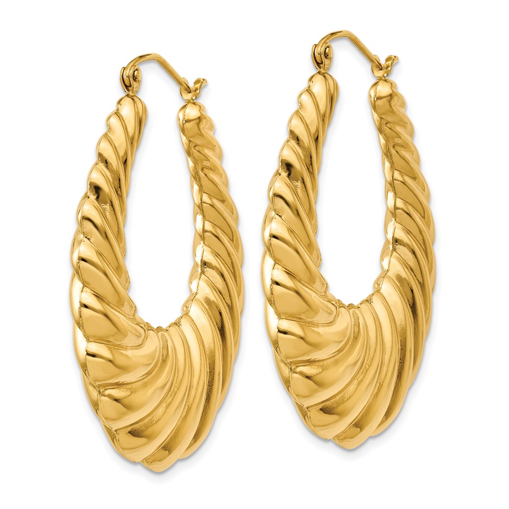 14k Polished Scalloped Hoop Earrings (S1507)