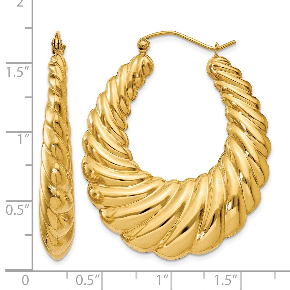 14k Polished Scalloped Hoop Earrings (S1507)