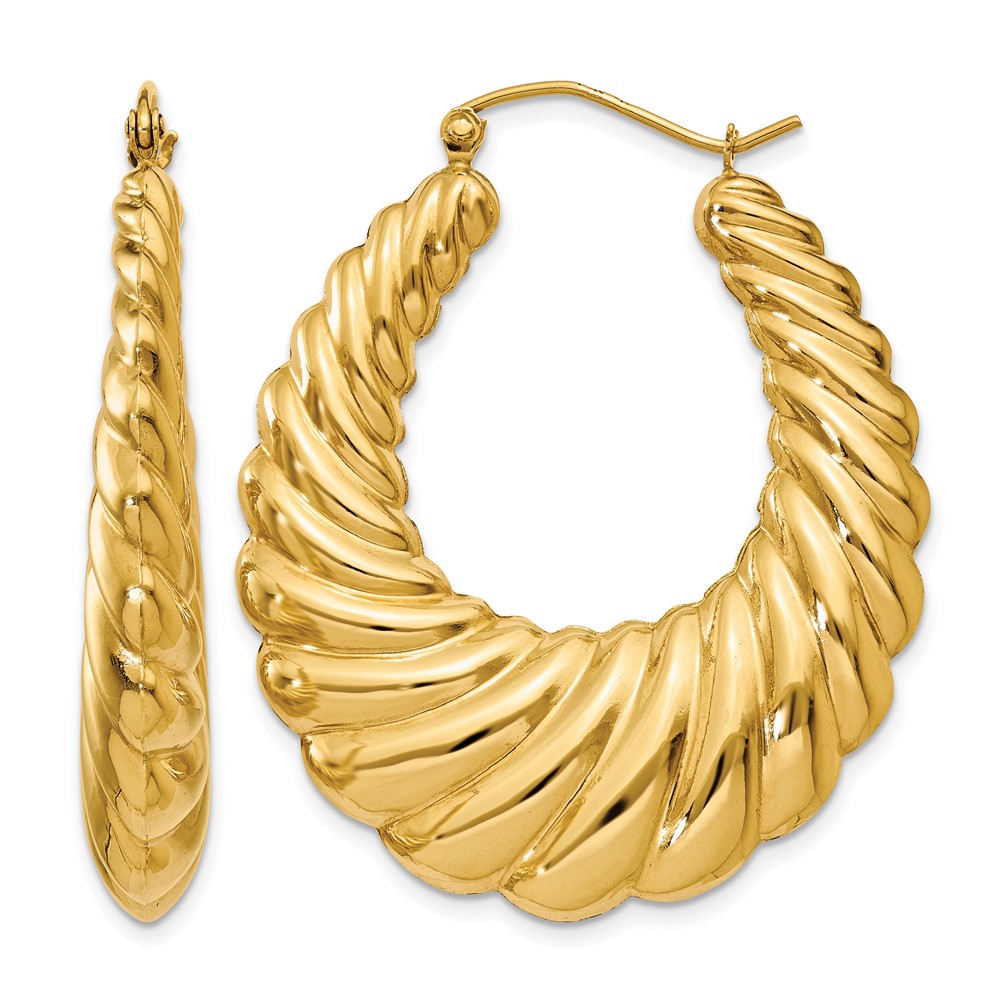 14k Polished Scalloped Hoop Earrings (S1507)