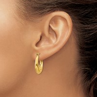 14K Yellow Gold Polished Hoop Earrings view 3