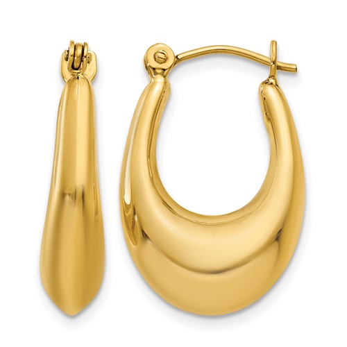 14K Yellow Gold Polished Hoop Earrings