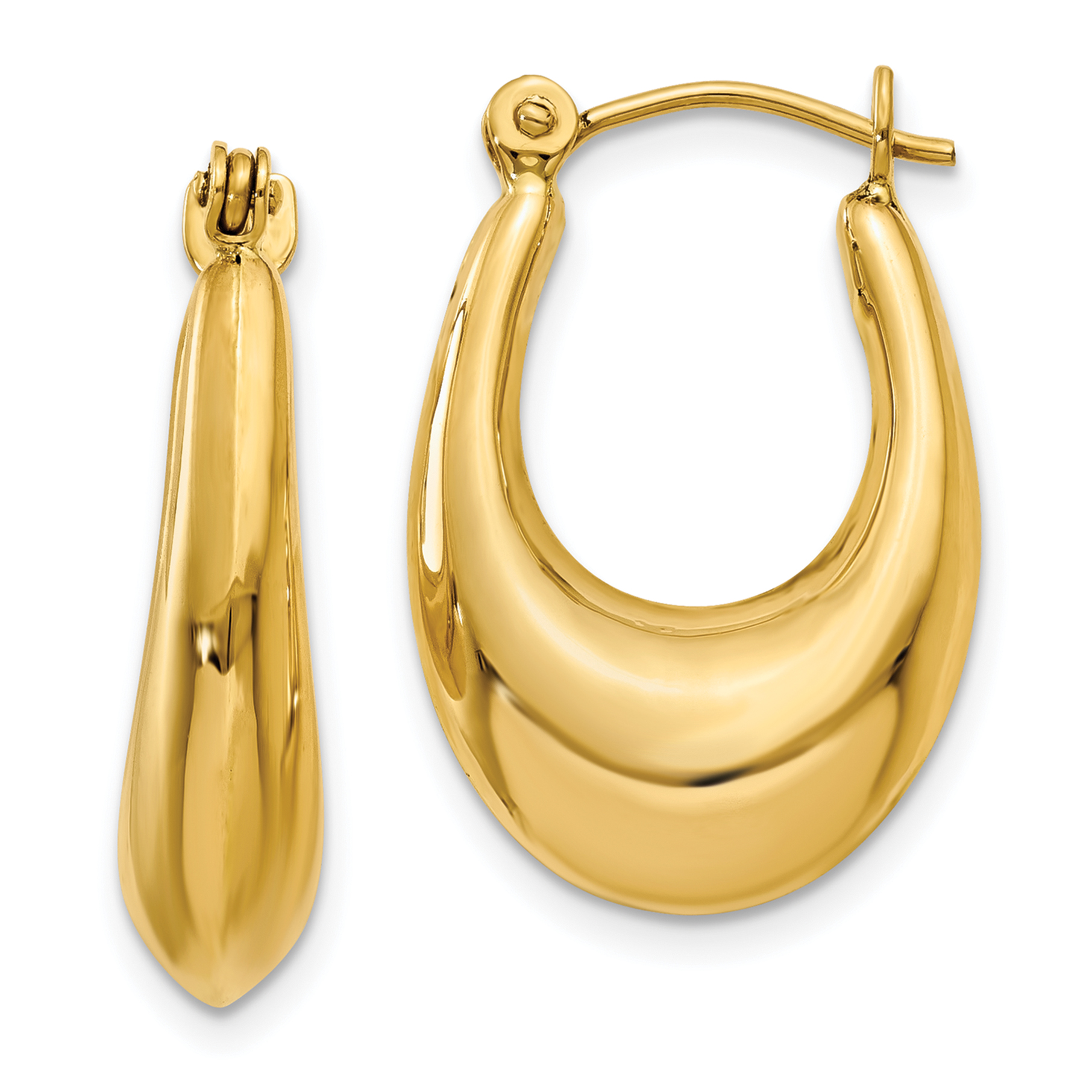 15mm X 15mm 14k Two-Tone Gold Fancy Hollow Hoop Earrings,