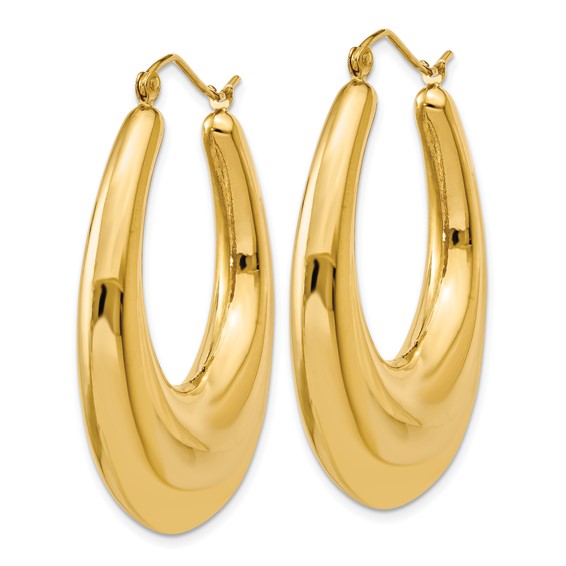 Gold Polished Oval Hoop Earrings