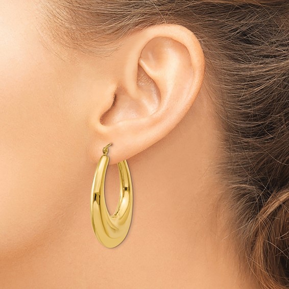 Gold Polished Oval Hoop Earrings