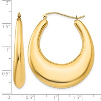 14K Yellow Gold Polished Hoop Earrings view 4