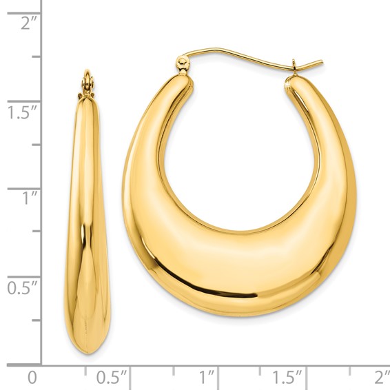 Gold Polished Oval Hoop Earrings
