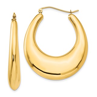 Gold Polished Oval Hoop Earrings