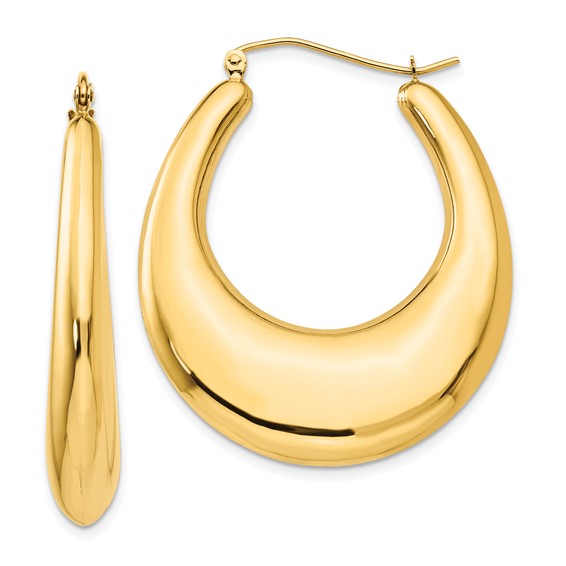 Gold Polished Oval Hoop Earrings