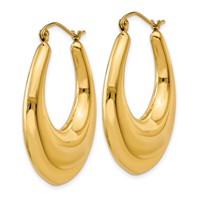 14K Yellow Gold Polished Hoop Earrings view 2