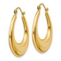 14K Yellow Gold Polished Hoop Earrings view 2