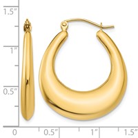 14K Yellow Gold Polished Hoop Earrings view 4